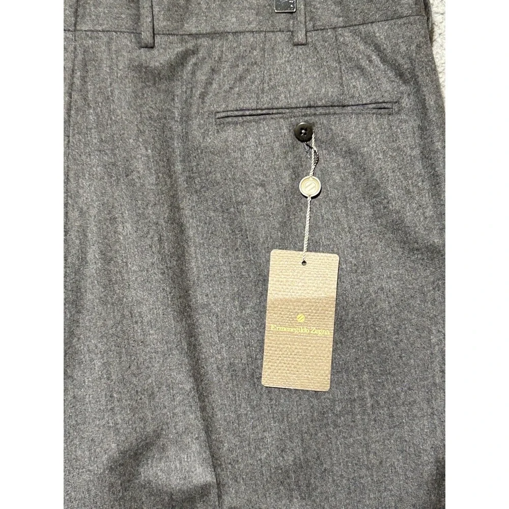 ERMENEGILDO ZEGNA Trousers Mens 40R 100% Wool Raw Hem Pleated‎ Dress Pants Italy